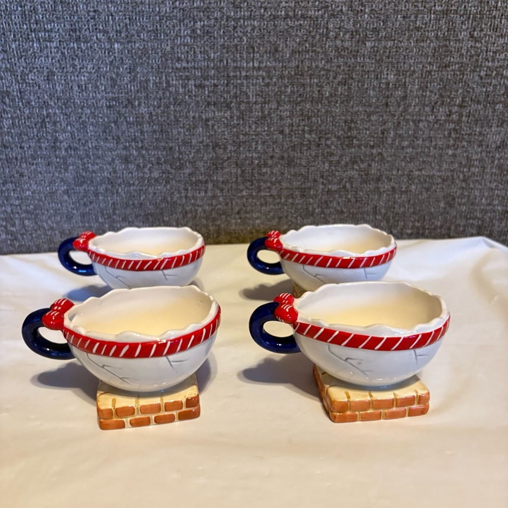 Dept.‎ 56 Storybook “Humpty Dumpty” Handpainted Broken Egg Tea Cups Set Of 4
